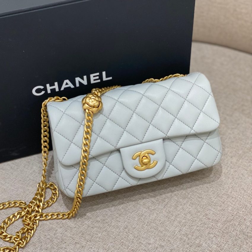 Replica CHANEL Camellia Flap Light Blue - top-tier luxury replica shoulder bag