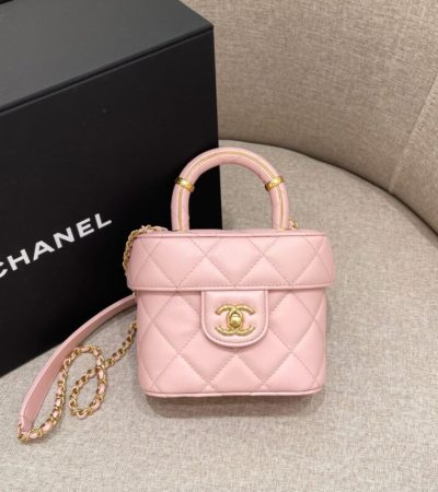Replica CHANEL Tweed Handle Crush Small Pink - high-accuracy replica luxury purse