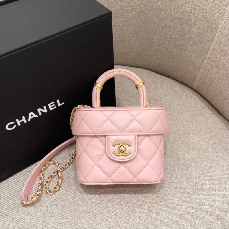 Replica CHANEL Tweed Handle Crush Small Pink - high-accuracy replica luxury purse