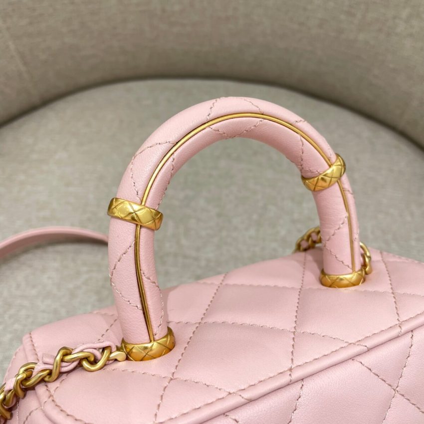 Replica CHANEL Tweed Handle Crush Small Pink - top-tier luxury replica shoulder bag