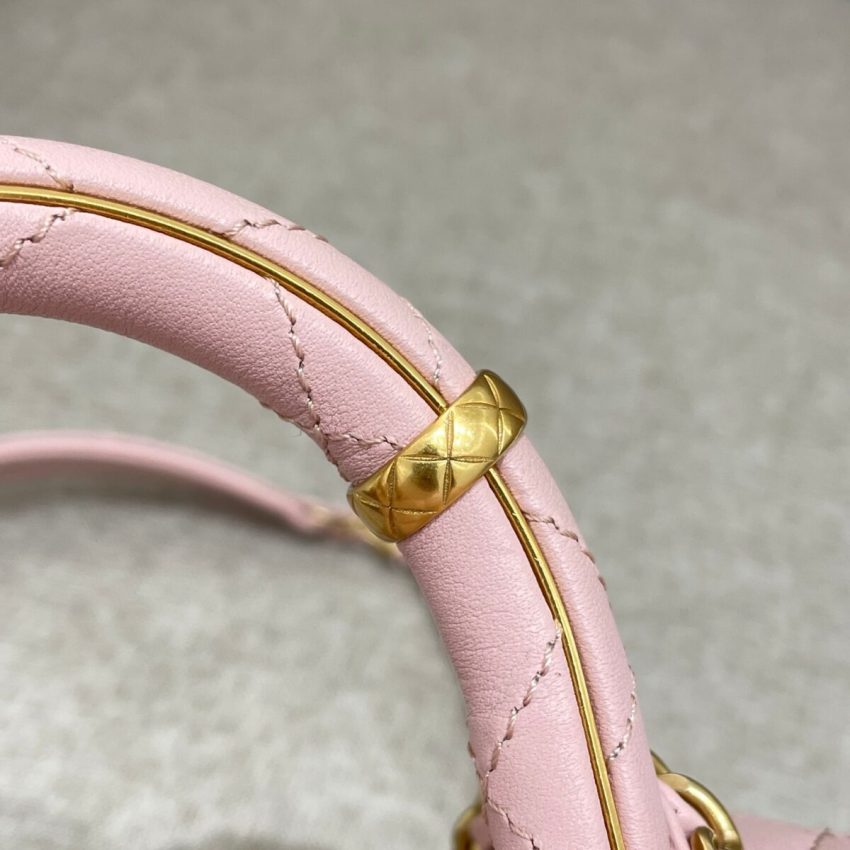 Replica CHANEL Tweed Handle Crush Small Pink - top-tier luxury replica shoulder bag