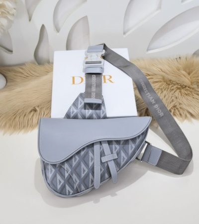 Replica Dior Saddle Bag Diamong Grey - near-authentic luxury replica handbag