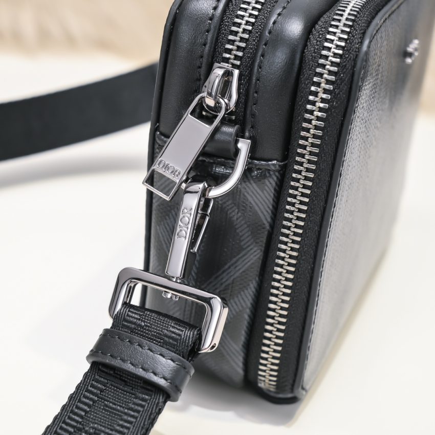 Replica Dior Zipped Pouch Diamond Black - 1:1 designer replica handbag