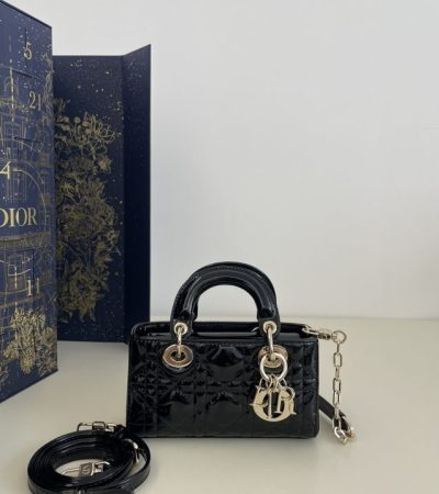 Replica Dior Lady D-Joy Mini Bag Black Patent - high-end fake designer purse