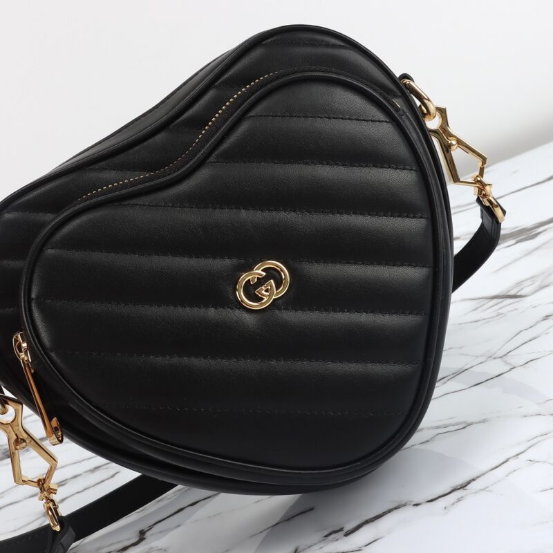 Replica Gucci Interlocking G Mini Heart Black - high-end fake designer purse