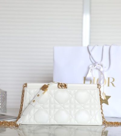 Replica Dior Miss Caro Noire Clutch White - premium 1:1 fake handbag model