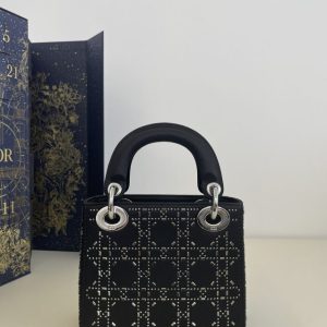 Replica Lady Dior Mini Satin Black - ultra-realistic fake designer tote