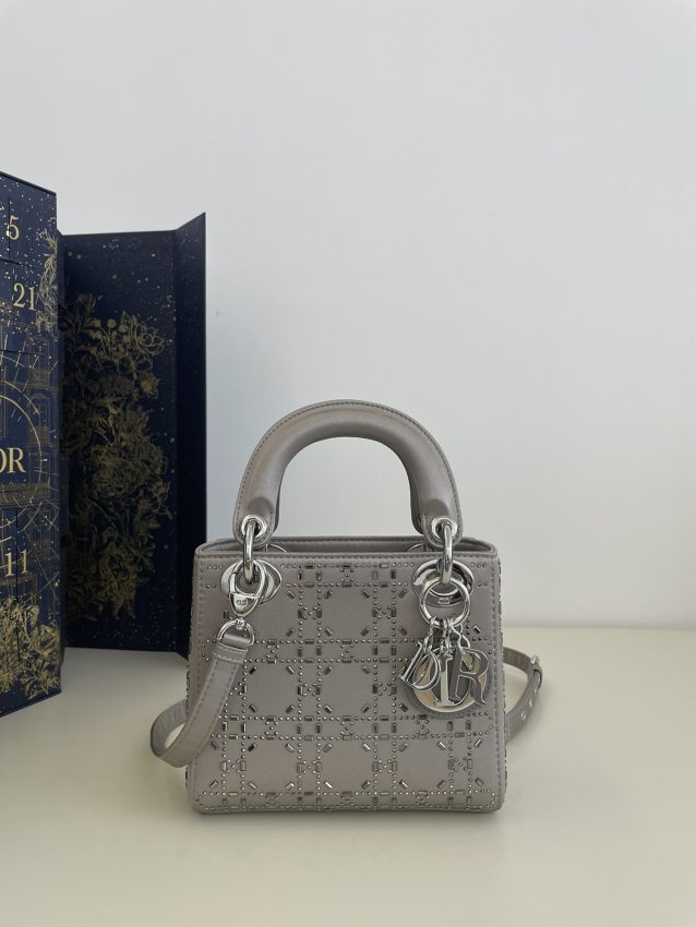 Replica Lady Dior Mini Satin Grey - realistic designer-inspired fake bag
