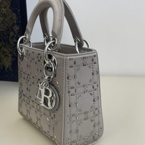 Replica Lady Dior Mini Satin Grey - 1:1 designer replica handbag