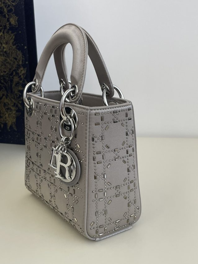 Replica Lady Dior Mini Satin Grey - 1:1 designer replica handbag