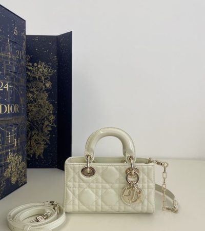 Replica Dior Lady D-Joy Mini Bag White Patent - high-quality designer bag clone
