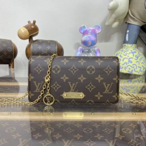 Replica Louis Vuitton Wallet On Chain Lily Brown - near-authentic luxury replica handbag