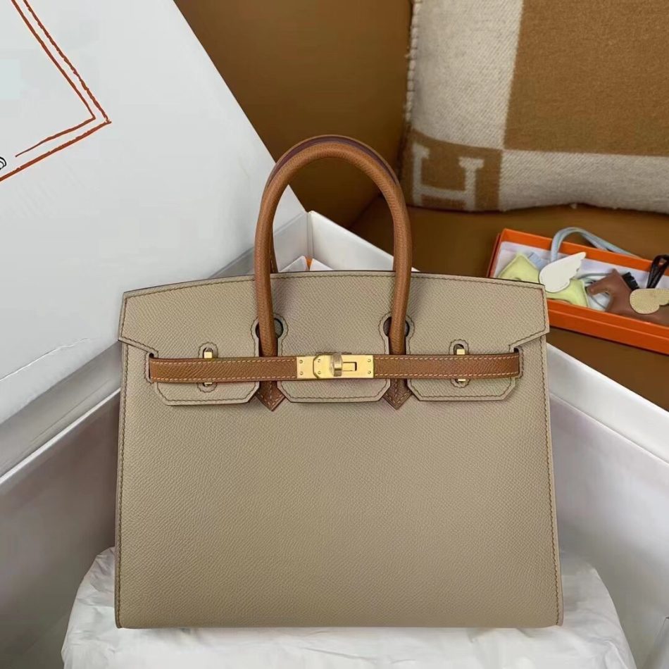 Replica Hermes Birkin Trench Brown Frosted - high-end fake designer purse