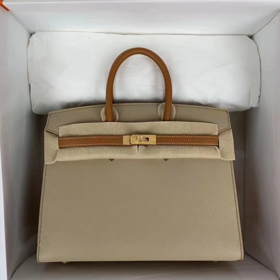 Replica Hermes Birkin Trench Brown Frosted - near-authentic luxury replica handbag