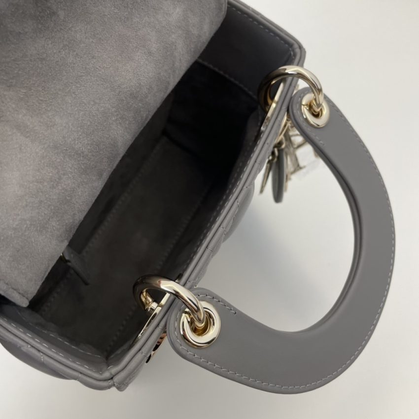 Replica Lady Dior Mini Satin Grey - top-tier luxury replica shoulder bag