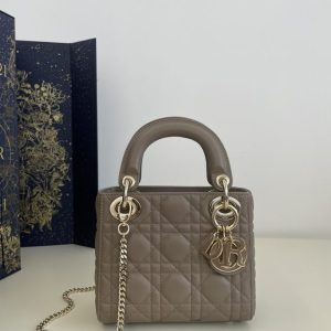 Replica Lady Dior Mini Dark Beige - 1:1 designer replica handbag