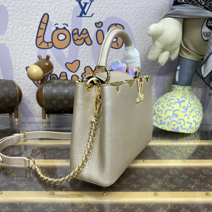 Replica Loius Vuitton Capucines Golden Grey - best quality luxury bag dupe