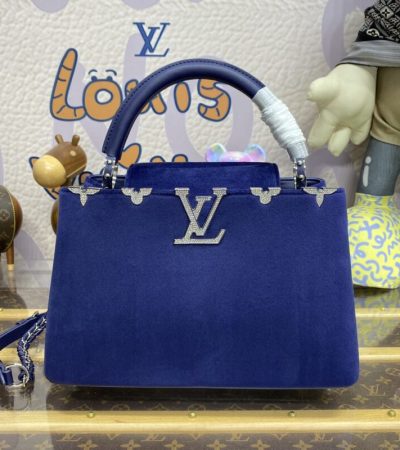 Replica Loius Vuitton Capucines Blue Velvet - authentic-look luxury purse replica