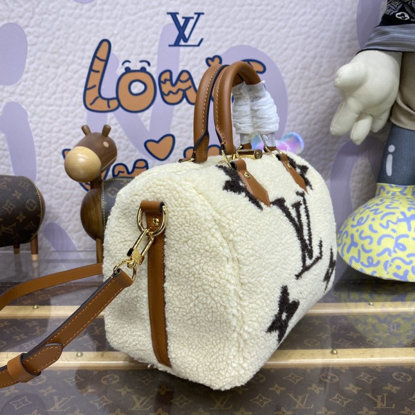 Replica Louis Vuitton Speedy Bandouliere 25 White Wool - premium-grade designer purse dupe