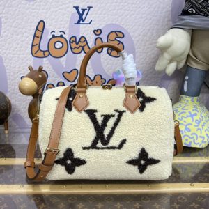 Replica Louis Vuitton Speedy Bandouliere 25 White Wool - 1:1 designer replica handbag