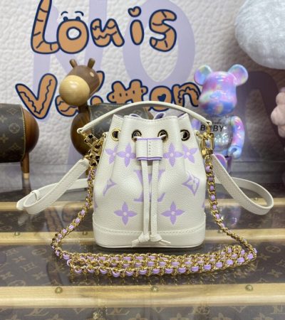 Replica Louis Vuitton Nano Noe White Purple - elite superclone designer purse