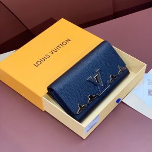 Replica Louis Vuitton Capucines Long Dark Blue - high-end fake designer purse