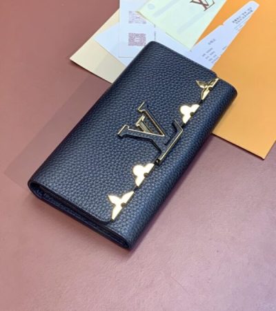 Replica Louis Vuitton Capucines Long Black - high-end fake designer purse