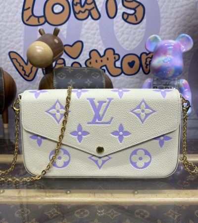 Replica Louis Vuitton Felicie Pochette White Purple - top-rated replica designer bag