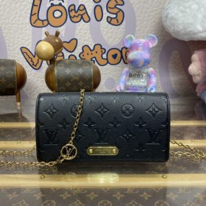 Replica Louis Vuitton Wallet On Chain Lily Black - premium-grade designer purse dupe