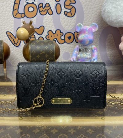 Replica Louis Vuitton Wallet On Chain Lily Black - premium-grade designer purse dupe
