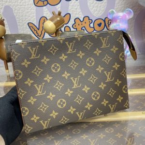 Replica Louis Vuitton Pochette Voyage Canvas Brown - authentic-look luxury purse replica
