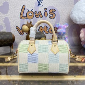 Replica Louis Vuitton Speedy Bandouliere 20 Green Grid - premium 1:1 fake handbag model