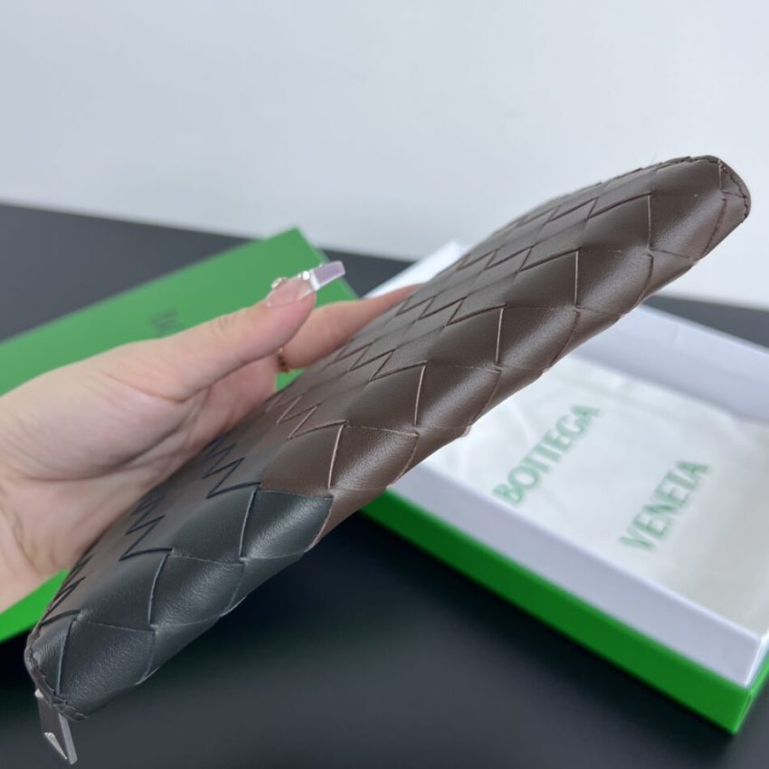 Replica Bottega Veneta Zip Long Wallet Brown&Black - elite superclone designer purse