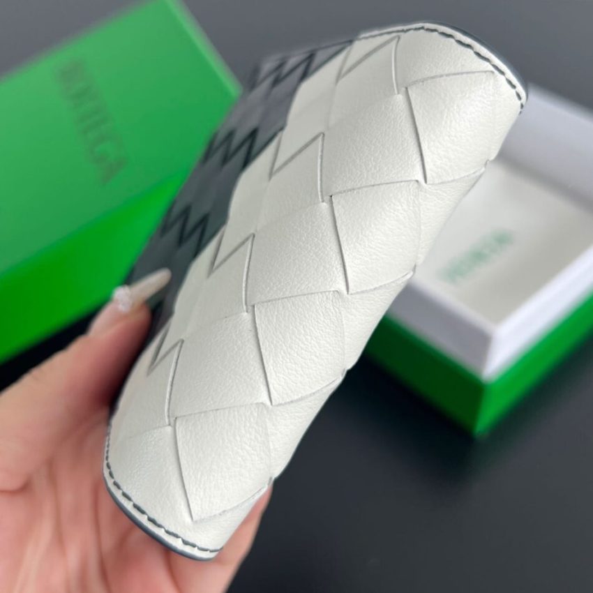 Replica Bottega Veneta Intrecciato Bi-Fold Wallet White&Blue - elite superclone designer purse