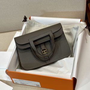 Replica Hermes Halzan Dark Grey - authentic-look luxury purse replica