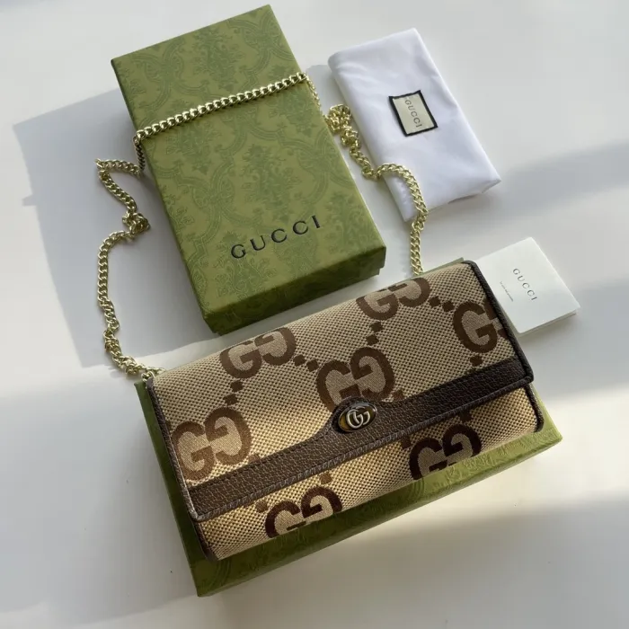 Replica GUCCI OPHIDIA GG CHAIN WALLET - 1:1 designer replica handbag