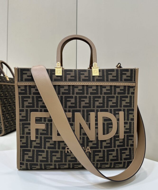 Replica Fendi Sunshine Tote Brown Monogram - near-authentic luxury replica handbag