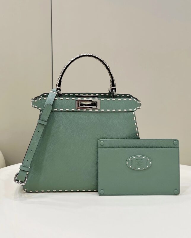 Replica Fendi Peekaboo Green Python Handle - high-accuracy replica luxury purse