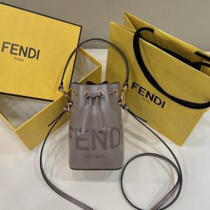 Replica Fendi Tresor Mini Bucket Grey - realistic designer-inspired fake bag