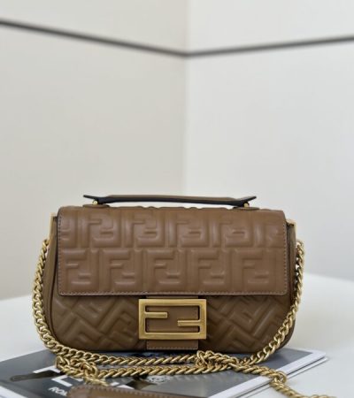 Replica Fendi Baguette Sliding Chain Brown - elite superclone designer purse