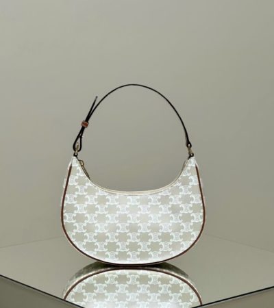 Replica Celine Triomphe Moon Bag White - realistic designer-inspired fake bag