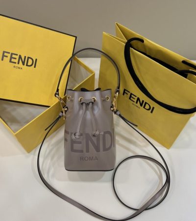 Replica Fendi Tresor Mini Bucket Grey - realistic designer-inspired fake bag
