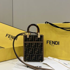 Replica Fendi Mini Tote Brown Canvas - best quality luxury bag dupe