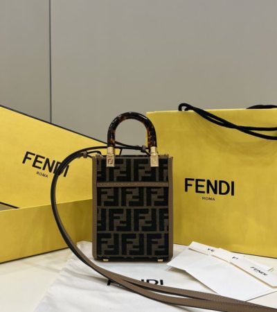 Replica Fendi Mini Tote Brown Canvas - best quality luxury bag dupe