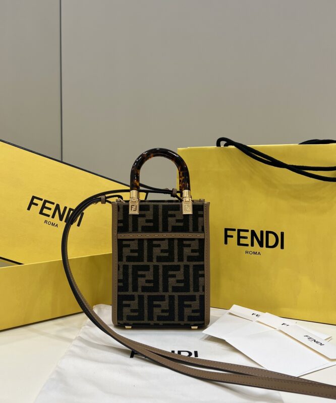 Replica Fendi Mini Tote Brown Canvas - best quality luxury bag dupe