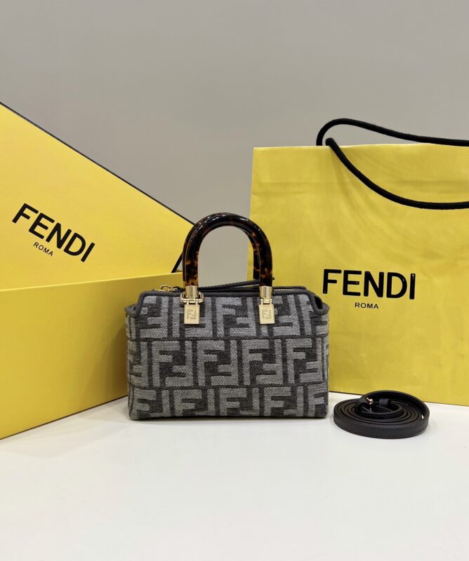 Replica Fendi By The Way Boston Brown Cotton - high-quality designer bag clone