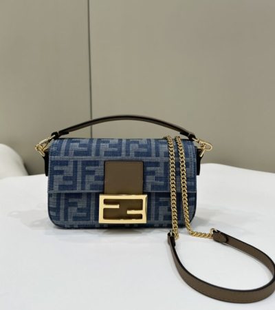 Replica Fendi Baguette Small Dark Bue Denim - high-end fake designer purse