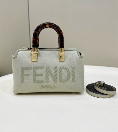 Replica Fendi By The Way Boston Beige Cotton - 1:1 designer replica handbag