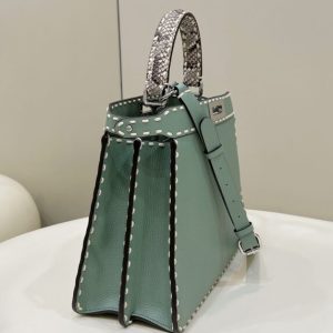 Replica Fendi Peekaboo Green Python Handle - top-rated replica designer bag