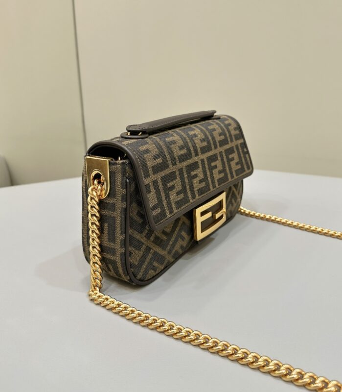 Replica Fendi Baguette Sliding Chain FF Brown - high-end fake designer purse